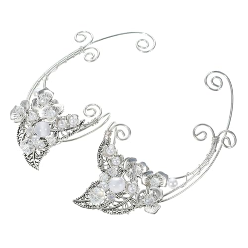 LIGIGWASH Ear Ohrklemme Damen Ohrschmuck Ohrclips für Ohrlöcher mit Perlen Design Handgefertigte Elfen ohrringe Langlebige Hautfreundliche Legierung Modisch und Angenehm Ganztägig Tragbar von LIGIGWASH