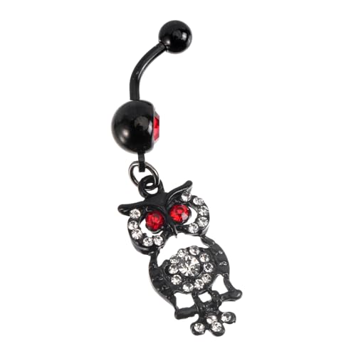 LIGIGWASH Edelstahl Bauchnabelpiercing Damen mit Roter Eulenmotiv Langlebiger Nabelring Sicher Angenehm für Partys Alltag für Frauen von LIGIGWASH