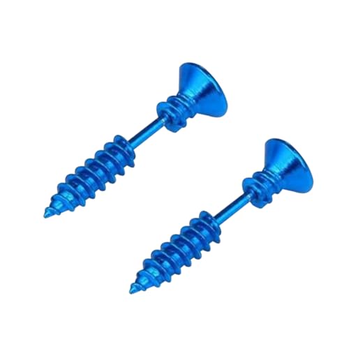 LIGIGWASH Edelstahl Ohrstecker Schraubdesign Unisex Piercing Ohrschmuck Punk Stil Blau Langlebig und Rostfrei für Damen und Herren Alltagsschmuck von LIGIGWASH