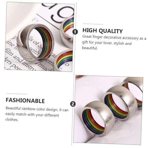 LIGIGWASH Edelstahl Regenbogenring Poliert Modisch Langlebig Lgbt Pride Schmuck für Damen und Herren Stilvolles Handaccessoire von LIGIGWASH