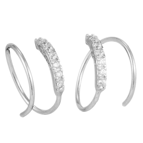 LIGIGWASH Elegante Damen Creolen Ohrringe mit Funkelnden Zirkonia Steinen Modische Spiral Designs Vielseitig Tragbar für Alltag Party und Festliche Anlässe Silberfarbene Ohrschmuck für von LIGIGWASH