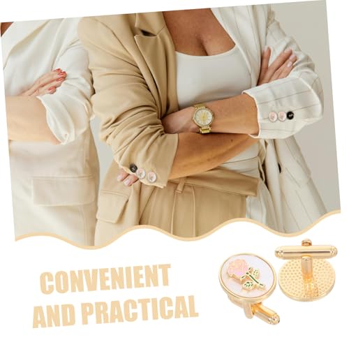 LIGIGWASH Elegante Damen-manschettenknöpfe Rosendesign Goldfarben Rund Französischer Stil für Hemden Hochzeitsfeiern Party Accessoires Langlebig und Vielseitig für Formelle Anlässe von LIGIGWASH