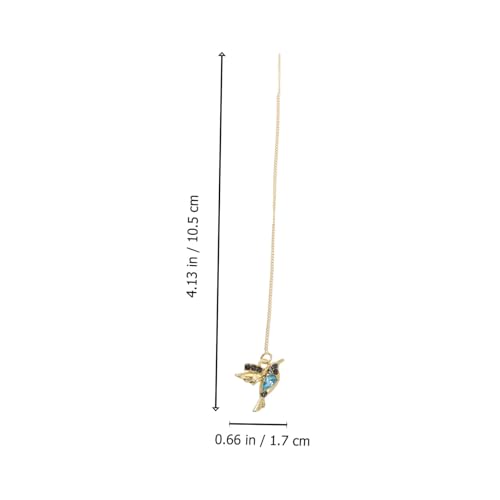 LIGIGWASH Elegante Lange Kettenohrringe Hummingbird mit Blauen Zirkonsteinen Glücksbringer Vogel design Modische Piercing Threader Ohrringe Stilvoller Schmuck für Damen Alltag und Geschenk von LIGIGWASH