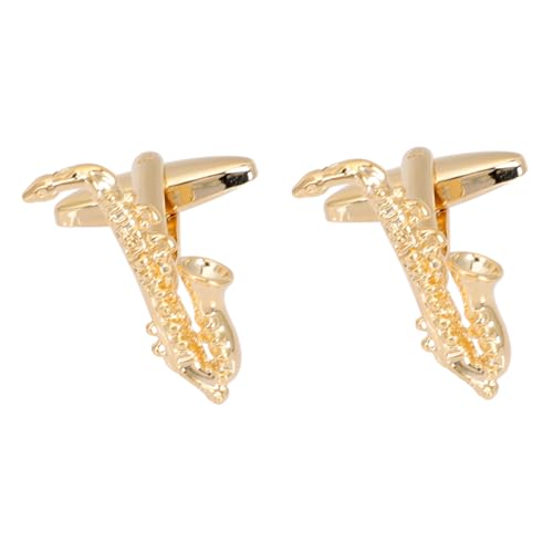 LIGIGWASH Elegante Saxophon Manschettenknöpfe Herren Goldfarben Uniform Cufflinks Klassisch Glänzend Poliert Für Business Hochzeit Party Alltag von LIGIGWASH