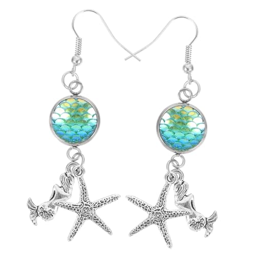 LIGIGWASH Elegante Sea Star Dangle Ohrringe Damen Meeresstil mit Zarten Meerjungfrau Anhängern Leichte Modische Ohrhänger für Party Alltag Geschenkidee für Freunde und Familie von LIGIGWASH