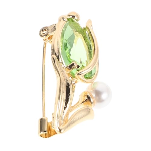 LIGIGWASH Elegante Tulpenbrosche mit Zirkonia und Perle Vergoldet Modische Anstecknadel für Damen Vielseitiger Schmuck für Hochzeit Party und Formelle Anlässe von LIGIGWASH