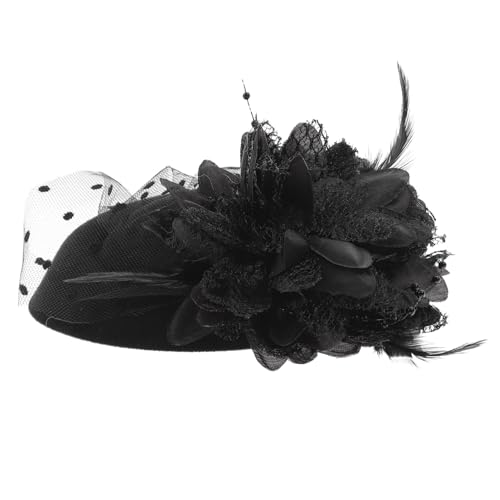 LIGIGWASH Eleganter Fascinator Haarklammer mit Schwarzen Perlen Federn und Blumen Stilvoller Damen Haarclip für Cocktailparty Hochzeit Teeparty und Festliche Anlässe Handarbeit und von LIGIGWASH