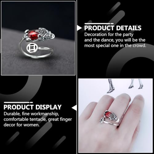 LIGIGWASH Eleganter Roter Glas finger ring mit Offenem Design Verstellbarer Glücksbringer ring für Damen Modisches Schmuckstück mit Persönlichkeit Geeignet für Partys und Alltag von LIGIGWASH