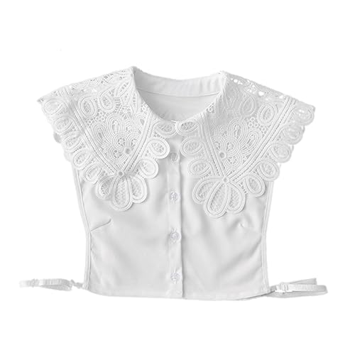 LIGIGWASH Eleganter Spitzen Krageneinsatz Damen Modischer Falscher Kragen Chiffon Leichtes Shirt Zubehör für Blusen Pullover Westen Einfach Anzulegen Vielseitige Kleidung Dekoration von LIGIGWASH