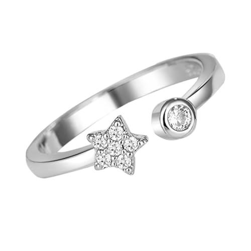 LIGIGWASH Eleganter Sternförmiger Offener Fingerring Damen Trendiger Modeschmuck Verstellbarer Ring Freundschaftsringe Für Mädchen Frauen Geschenk von LIGIGWASH