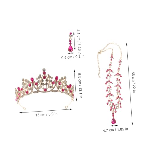 LIGIGWASH Elegantes Brautschmuck set Damen Tiara Halskette Ohrringe Strass Krone Hochzeit Geburtstag Party Accessoire Leicht Komfortabel Langlebig von LIGIGWASH