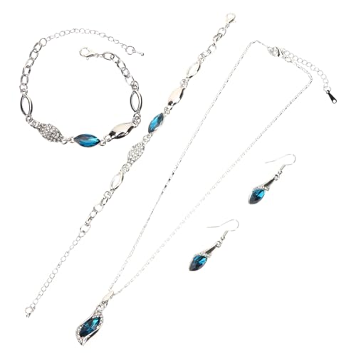 LIGIGWASH Elegantes Schmuckset Damen Ohrstecker Halskette Armband Teiliges Modeschmuck Silberfarben Tropfen Design für Festliche Anlässe und Alltag von LIGIGWASH