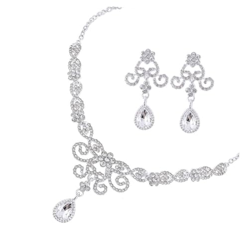 LIGIGWASH Elegantes Teiliges Damen Schmuckset mit Halskette und Ohrringen Brautschmuck für Hochzeit Party Geburtstag Valentinstag Vielseitig Kombinierbar Stilvoll und Zart Gestaltet von LIGIGWASH