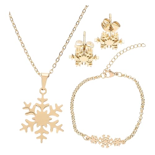 LIGIGWASH Elegantes Teiliges Schneeflocken Schmuck Ohrringe Halskette Armband Filigranes Design Stilvoller Schmuck für Damen für Hochzeit Party und von LIGIGWASH
