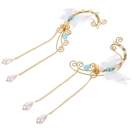 LIGIGWASH Elfenohrringe Damen Ohrclips Schmetterling Perlen Ohrschmuck Leicht Elegant Teen Girl Schmuck Zufällige Farbe Zufällige Farbe von LIGIGWASH