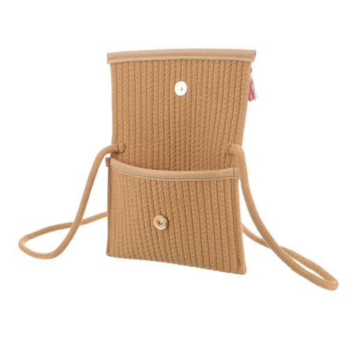 LIGIGWASH Ethnisch Inspirierte Gehäkelte Crossbody Bag Damen mit Dekorativem Tassel Leichte Schultertasche für Alltag Ausgehen und Shopping Modische Umhängetasche in Tiefem Braun von LIGIGWASH