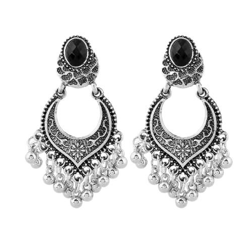 LIGIGWASH Ethnische Stil Ohrringe mit Tassel Dangler Silberfarbene Ohrhänger mit Geschnitzten Perlen Modische Ohrdekoration für Damen Langlebig und Leicht Anzulegen für Alltag und Besondere von LIGIGWASH