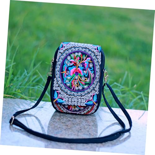 LIGIGWASH Ethnische Umhängetasche Damen Mini Handytasche mit Doppeltem Klappverschluss Bestickte Kleine Geldbörse und All Match Schultertasche für Alltag und Freizeit von LIGIGWASH