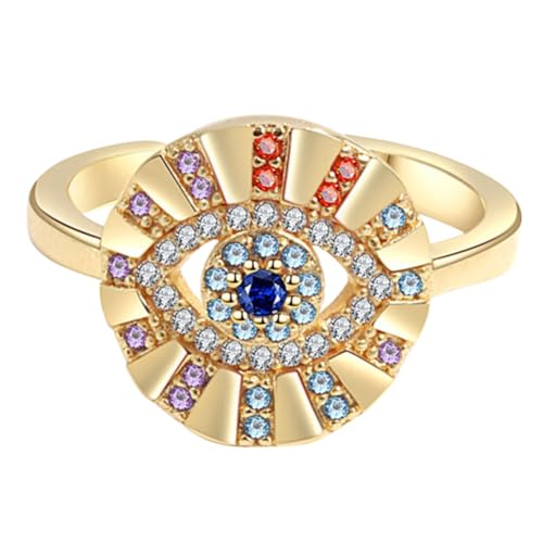 LIGIGWASH Evil Eye Ring für Damen Verstellbarer Fingerring mit Dekorativem Design Modischer Offener Ring Goldfarbe für Besondere Anlässe als für Freunde und Familie von LIGIGWASH