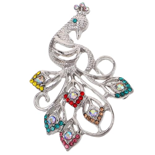 LIGIGWASH Extravaganter Pfauen broschen anstecker mit Doppelverschluss Sicherer Halt Kreatives Tierdesign Elegantes Schmuckstück für Damen für Strickjacken Schals und Kleider von LIGIGWASH