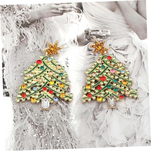 LIGIGWASH Extravaganter Weihnachtsbaum Ohrring mit Funkelnden Strasssteinen Kreative Hohle Ohrhänger für Damen Festliche Schmuckaccessoires zur Weihnachtszeit Baumeln für Festliche Outfits von LIGIGWASH