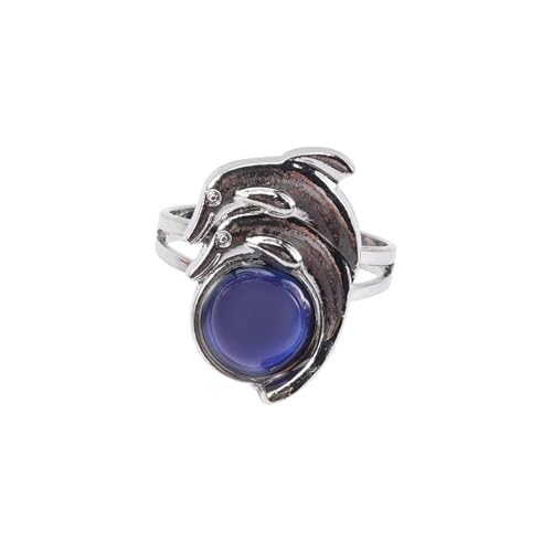 LIGIGWASH Farbwechsel Ring für Damen Verstellbarer Offener Ring Hochwertigem Legierungs und Acrylmaterial Ändert die Farbe nach Temperatur Kreatives Schmuckstück für Besondere Anlässe von LIGIGWASH