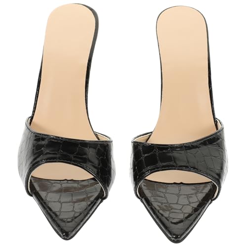 LIGIGWASH Feine Spitze High Heels Sandaletten Damen Sommer Sandalen mit Metallspitze Elegante Dünne Absätze Festliche Slipper für Outdoor und Party in Schwarz Zufällige Zufällige Farbe von LIGIGWASH