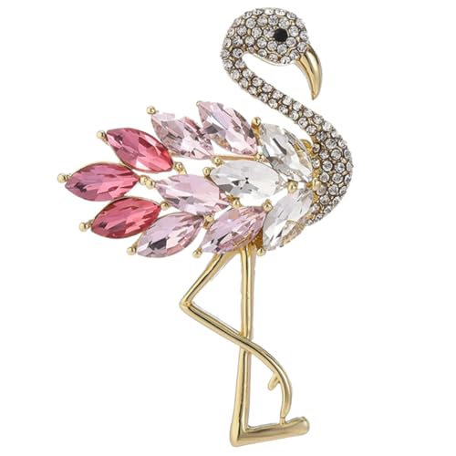 LIGIGWASH Flamingo Brosche Damen Strass Anstecknadel Schmuck Mode Accessoire für Kleidung Schals Rucksäcke für Frauen Funkelnde Tierbrosche mit Elegantem Design von LIGIGWASH