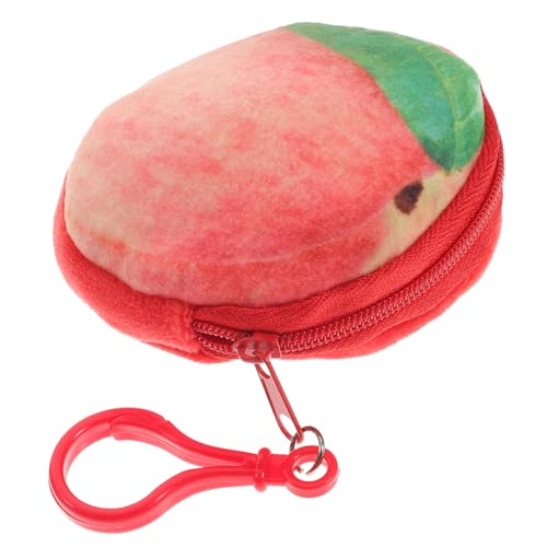 LIGIGWASH Flauschige Mini Geldbörse Wasserpfirsich Münzfach Cartoon Design mit Metallkette für Damen Mädchen Portemonnaie Schlüsselanhänger Kleine Tasche für Kopfhörer Zufällige Farbe von LIGIGWASH