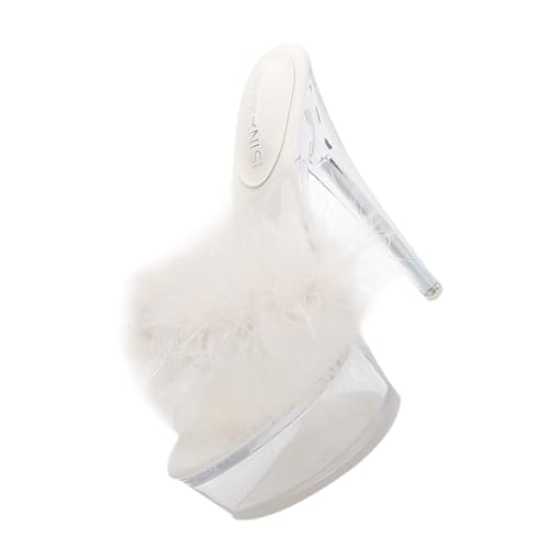 LIGIGWASH Fluffy High Heeled Sandalen Damen Transparent Plateau Schuhe mit Dünnem Absatz Weiß Hausschuhe Passend zu Jeans Shorts und Röcken Geschenkidee von LIGIGWASH