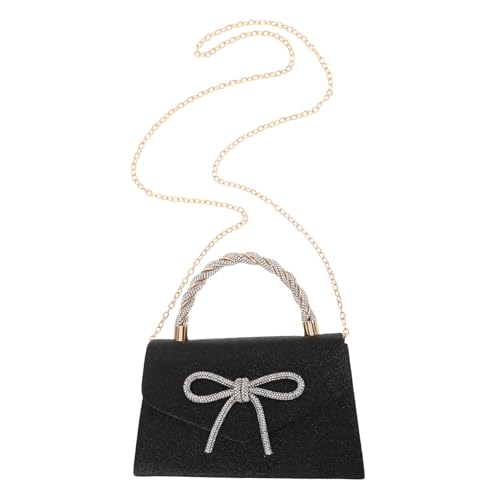 LIGIGWASH Funkelnde Abendtasche mit Strassschleife und Kette für Hochzeiten Partys und Festliche Anlässe Stilvoller Schwarz mit Pailletten von LIGIGWASH