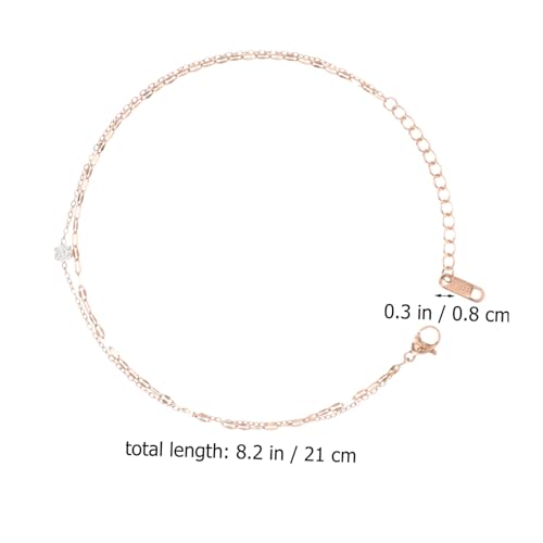 LIGIGWASH Fußkettchen Damen Herz Doppelschichtiges Edelstahl Fußkettchen Verstellbar Modisch Fein für Sommer Strand Schmuck für Frauen Mädchen von LIGIGWASH