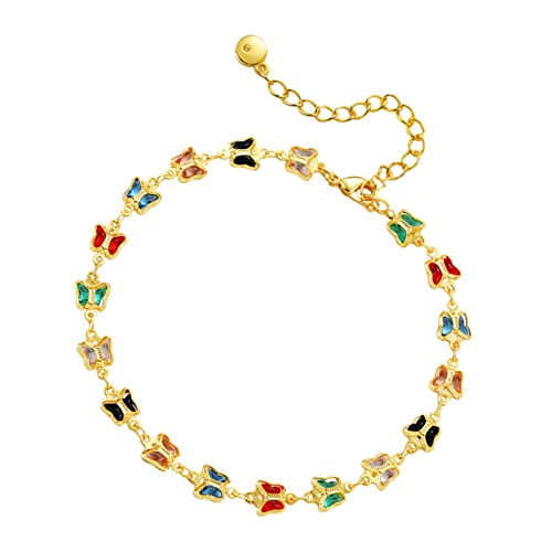 LIGIGWASH Fußkettchen Damen Vergoldete Geometrische Butterflies Fußkette Verstellbare Sommer Fußschmuck und Fußkette für Frauen für Anlässe Wie Geburtstag und Valentinstag von LIGIGWASH