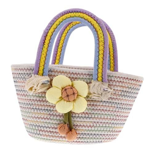 LIGIGWASH Geflochtene Handtasche Damen Kleine Umhängetasche mit Baumwolle Handgefertigt Langlebig Modisches Regenbogenmuster Vielseitige Schultertasche für Alltag Outdoor Reise von LIGIGWASH