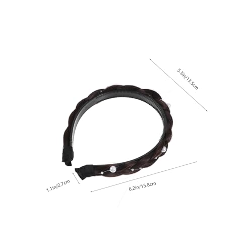 LIGIGWASH Geflochtenes Perlen haarband Damen Flexibles Stirnband mit Zopfdesign Voluminöses Haaraccessoire für Alltag und Party Rutschfest Modisches Kopfschmuckstück in Dunkelbraun von LIGIGWASH