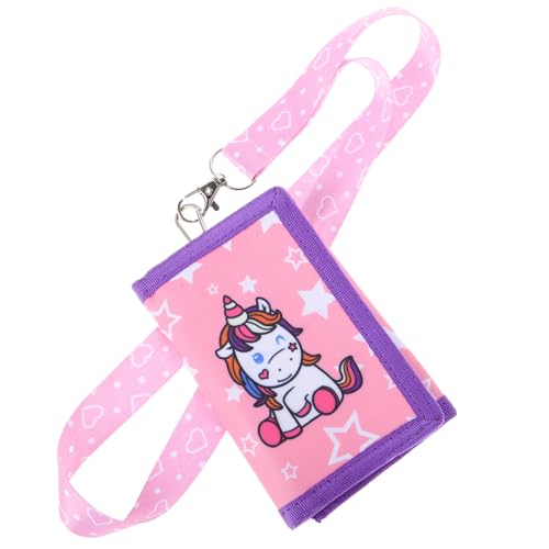 LIGIGWASH Geldbörse für Mädchen Einhorn Canvas Portemonnaie mit Reißverschluss und Lanyard Leichtes Langlebiges Dreifach Klappbares Kleines Portmonee mit Mehreren Fächern für Bargeld Münzen von LIGIGWASH