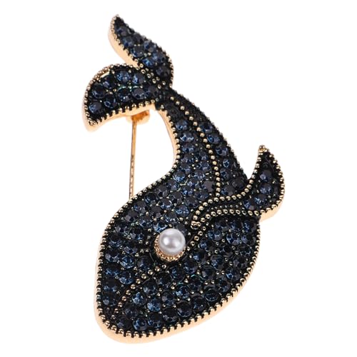 LIGIGWASH Glänzende Blaue Walbrosche mit Strasssteinen Modische Anstecknadel für Kleidung und Hüte Elegante Schmuckbrosche für Damen Stabiler Verschluss für Pullover Kleider Schals von LIGIGWASH