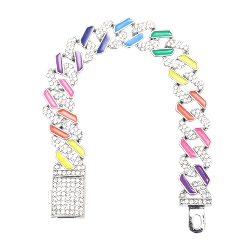 LIGIGWASH Glänzendes Strass Armband im Hip Hop Stil Regenbogen Handgelenkskette Funkelnden Diamanten als Herren Schmuckstück für Besondere Anlässe von LIGIGWASH