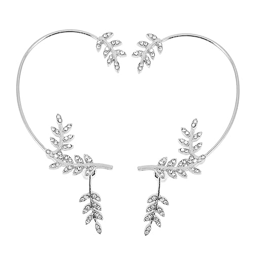 LIGIGWASH Glitzernde Ohrklammern mit Strass nicht Piercing Ohrschmuck Abnehmbare Baumblatt Form Cuff Ohrringe für Damen Teens Geschenkidee Silber LIGIGWASH Glitzernde Ohrklammern mit Strass nicht Piercing Ohrschmuck Abnehmbare Baumblatt Form Cuff Ohrringe für Damen Teens Geschenkidee Silber von LIGIGWASH