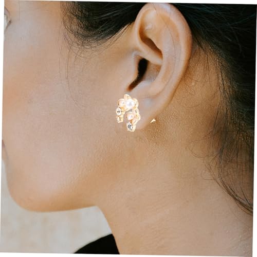 LIGIGWASH Goldene Blütenohrringe mit Strass und Perle Leichte Zarte Ohrstecker für Frauen und Mädchen Modischer Schmuck für Frühling und Sommer Elegantes von LIGIGWASH