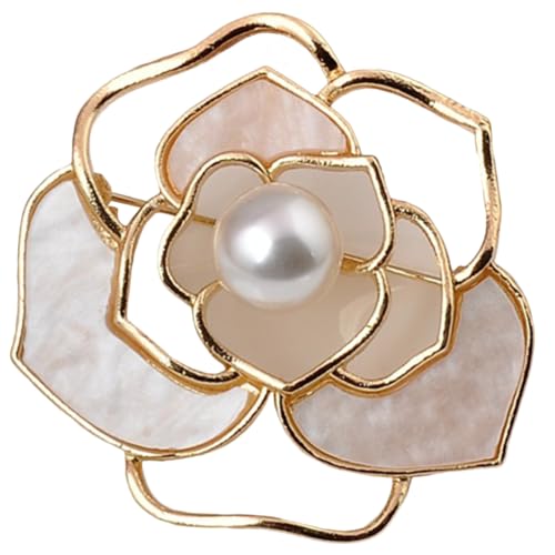 LIGIGWASH Goldene Blumenbrosche für Damen Stilvolle Anstecknadel aus Legierung Modische Kleidungsschmuck für Jacken Hüte Schals und Anzüge Stabile Befestigung Dreidimensionales Design von LIGIGWASH