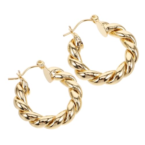 LIGIGWASH Goldene Damen Creolen Ohrhänger Vintage Twist Design Langlebige Hoops für Party Hochzeit Abschlussball Modische Ohrringe für Frauen Mädchen von LIGIGWASH