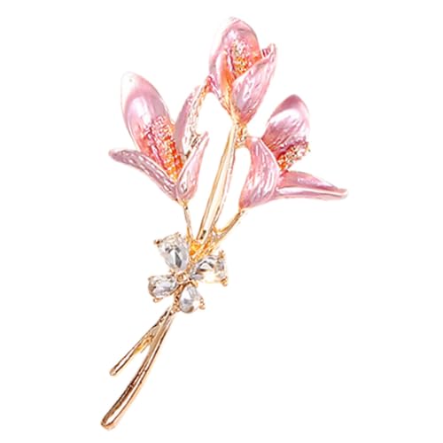 LIGIGWASH Goldene Lilien Brosche mit Strass Blumen Anstecker für Kleidung Eleganter Schal und Hut Dekorationspin Modisches Accessoire für Damen Robustes Legierungsmaterial Vielseitig von LIGIGWASH