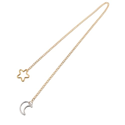 LIGIGWASH Y-halskette Für Damen Mit Mond Und Stern Verstellbare Kubanisches Lasso-design Klobige Statement-kette Aus Metall Gothic-punk-stil Für Partys Und Rockauftritte von LIGIGWASH