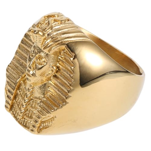 LIGIGWASH Goldener Herrenring Ägyptischer Edelstahl Stilvoller Modeschmuck Finger Schmuck Geschenk für Männer Party und Alltag von LIGIGWASH
