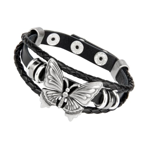 LIGIGWASH Gothic Punk Schmetterling Armband Unisex Cuff Bracelet Mehrlagig Rocker Schmuck für Männer Frauen Langlebig Hautfreundlich Modisch von LIGIGWASH
