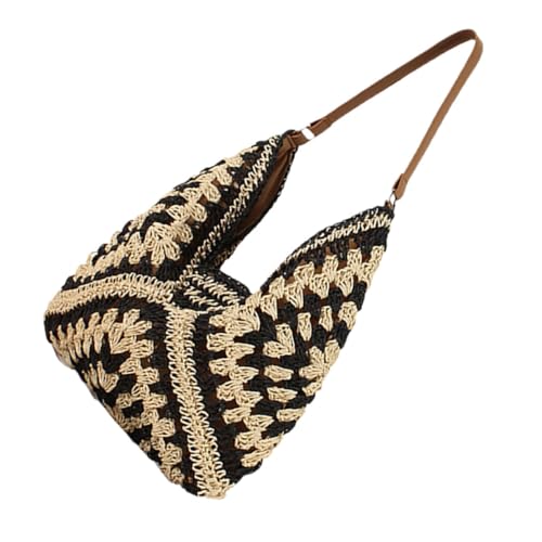 LIGIGWASH Große Handgewebte Schultertasche Damen Leichte Papierseil Tasche mit Viel Stauraum Langlebige und Stylische Tote für Strand Urlaub Arbeit und Alltag Geflochtene Umhängetasche von LIGIGWASH