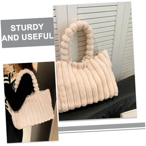 LIGIGWASH Große Kapazität Flauschige Umhängetasche Damen Plüsch Schultertasche Weiche Tote Bag Weiß Vielseitig Reise Alltag von LIGIGWASH