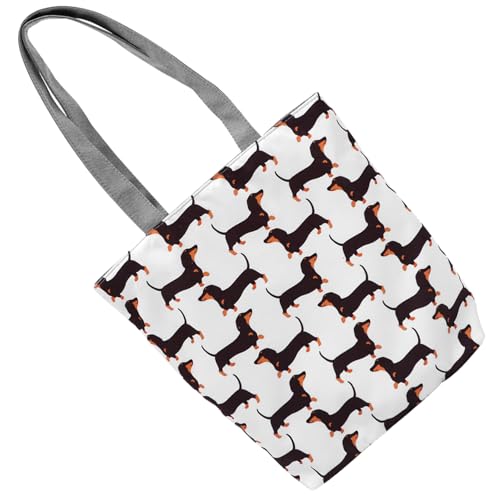 LIGIGWASH Große Kapazität Schultertasche Damen Polyester Tragetasche Leicht und Robust Praktisch für Shopping Reise Alltag Niedliches Hunde Motiv Handtasche von LIGIGWASH