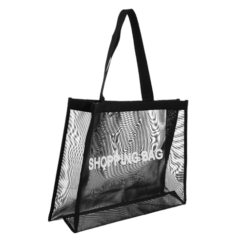 LIGIGWASH Große Nylon Mesh Tasche Handtasche und Umhängetasche mit Extra Großem Fassungsvermögen Langlebig Vielseitig für Reisen Strand Camping Einfache Schwarz von LIGIGWASH